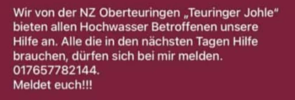 Versammlung abgesagt / Hilfe für von Überschwemmung betroffene!